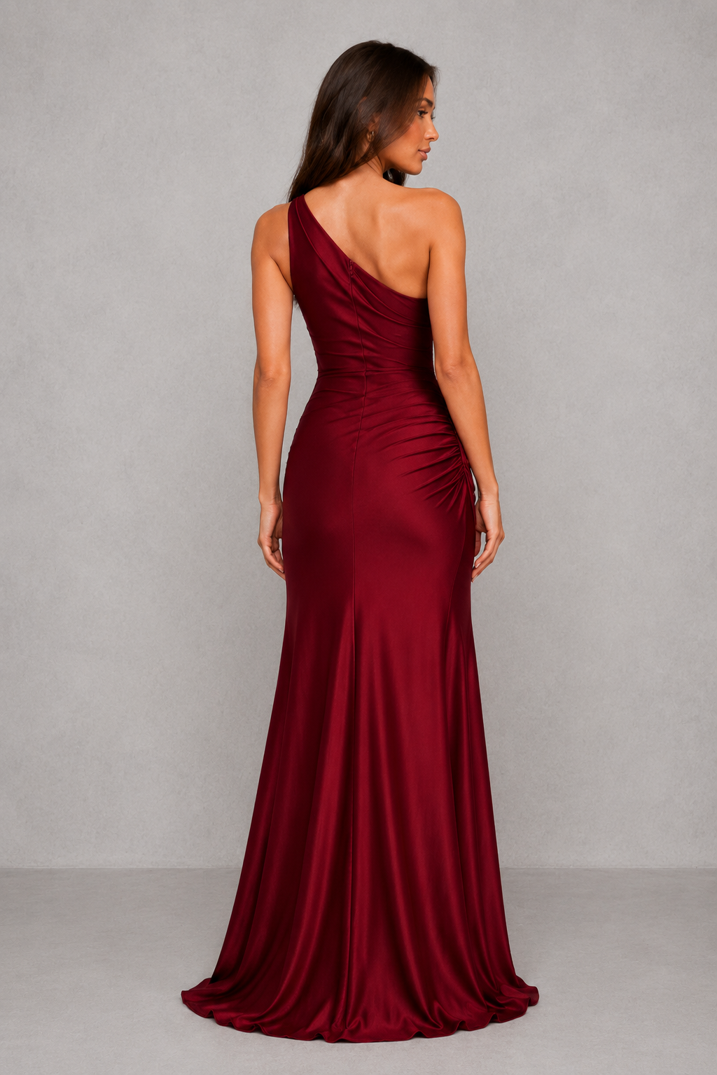 Women’s One-Shoulder Maxi Dress with Satin Skirt for Formal & Evening Wear