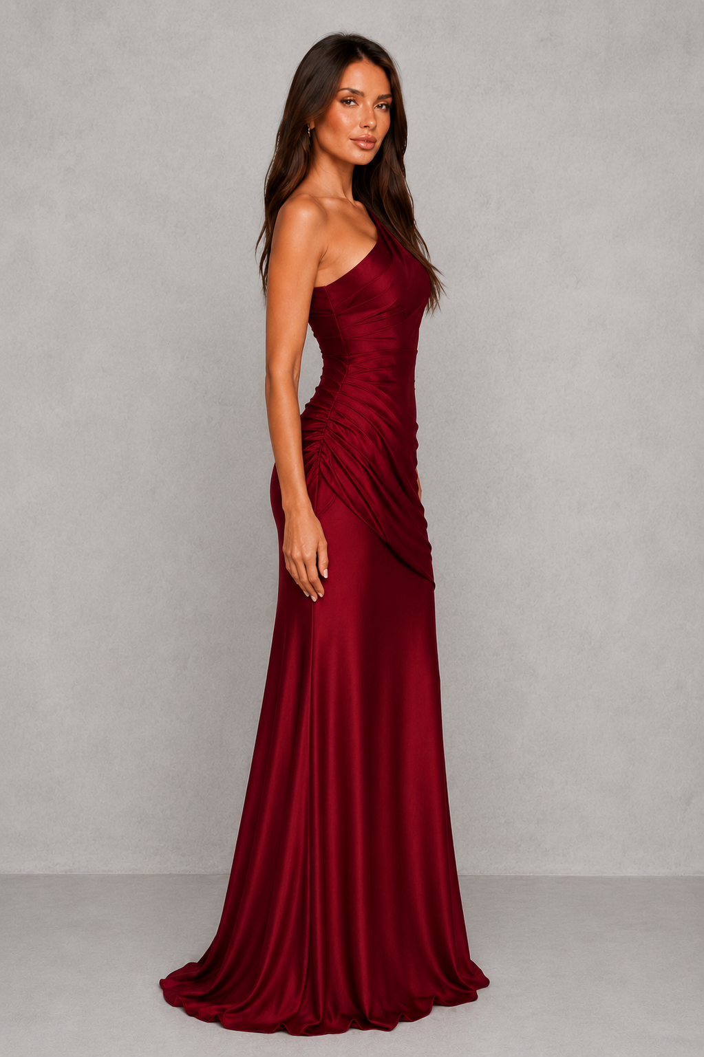 Women’s One-Shoulder Maxi Dress with Satin Skirt for Formal & Evening Wear