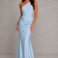 Women’s One-Shoulder Maxi Dress with Satin Skirt for Formal & Evening Wear