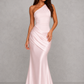 Women’s One-Shoulder Maxi Dress with Satin Skirt for Formal & Evening Wear