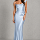 Women’s One-Shoulder Satin Maxi Dress with Corset Bodice for Formal & Evening Wear
