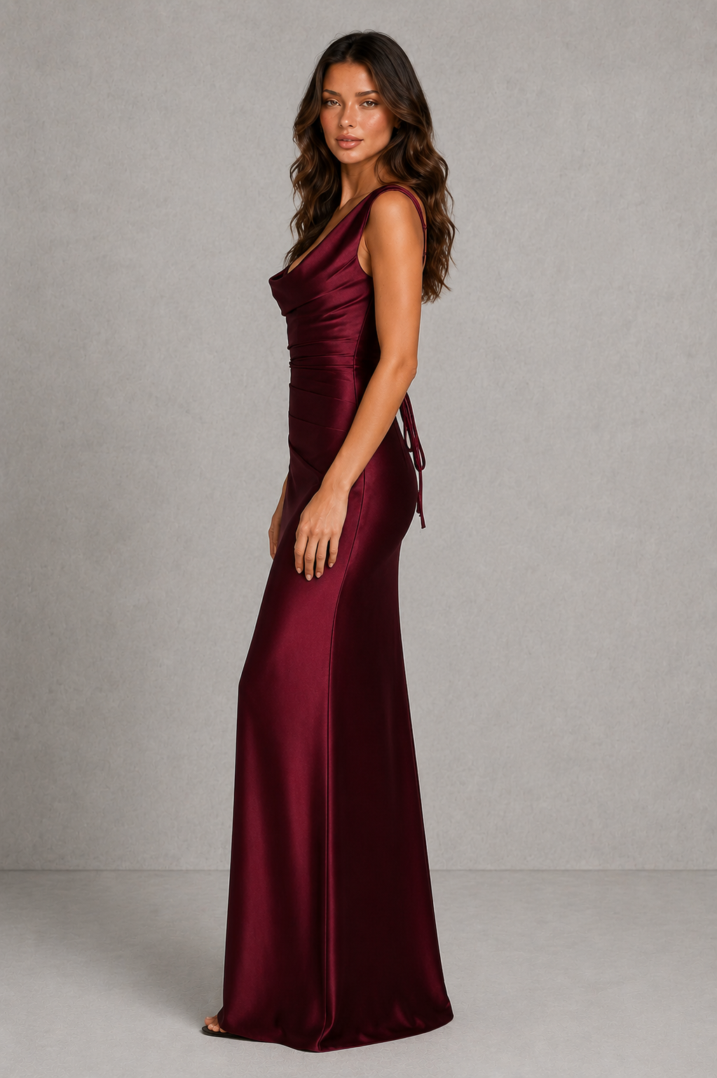Women’s One-Shoulder Satin Maxi Dress with Corset Bodice for Formal & Evening Wear