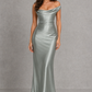 Women’s One-Shoulder Satin Maxi Dress with Corset Bodice for Formal & Evening Wear