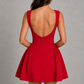Women’s Open-Back Mini Skater Dress with Adjustable Neckline