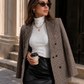 Women’s Plaid Blazer with Lapel Collar & Long Sleeves