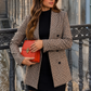 Women’s Plaid Blazer with Lapel Collar & Long Sleeves