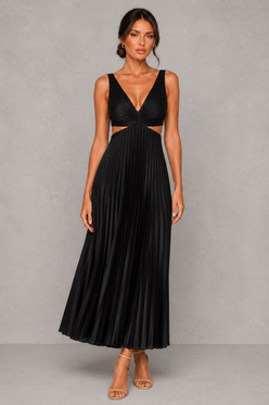 Women’s Pleated Midi Dress for Elegant Day & Occasion Wear