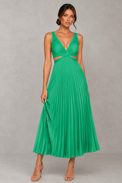 Women’s Pleated Midi Dress for Elegant Day & Occasion Wear