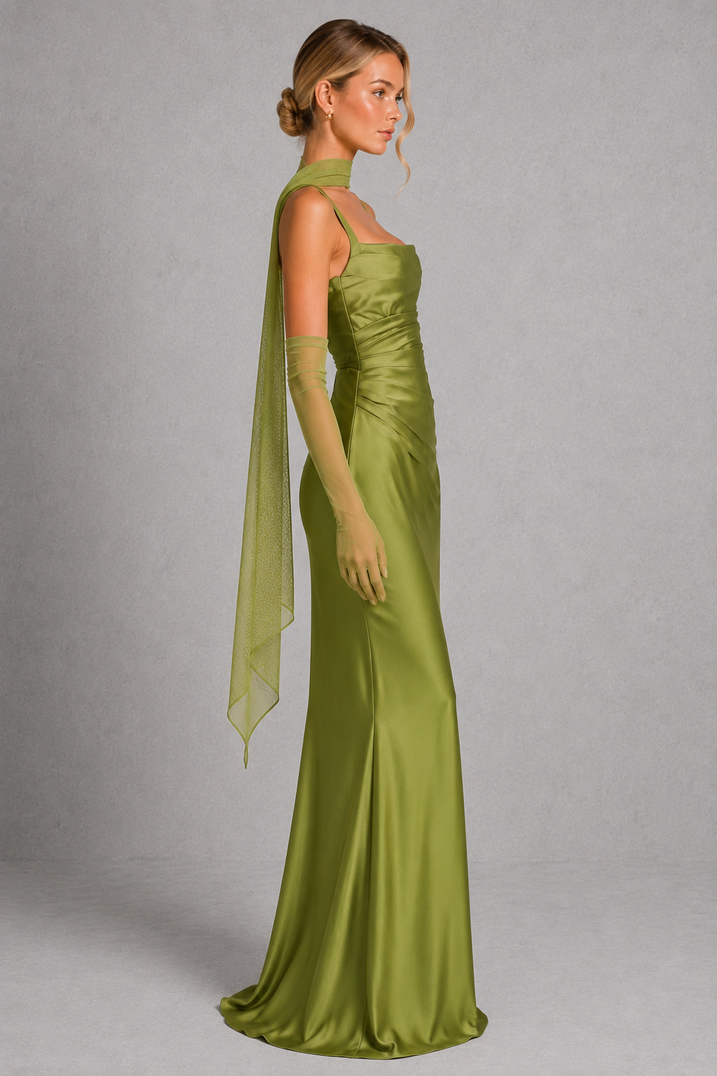 Women’s Satin Corset Maxi Dress with Pleated Bodice for Formal & Evening Wear