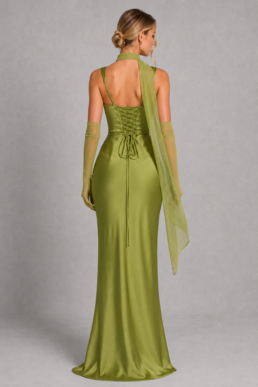 Women’s Satin Corset Maxi Dress with Pleated Bodice for Formal & Evening Wear