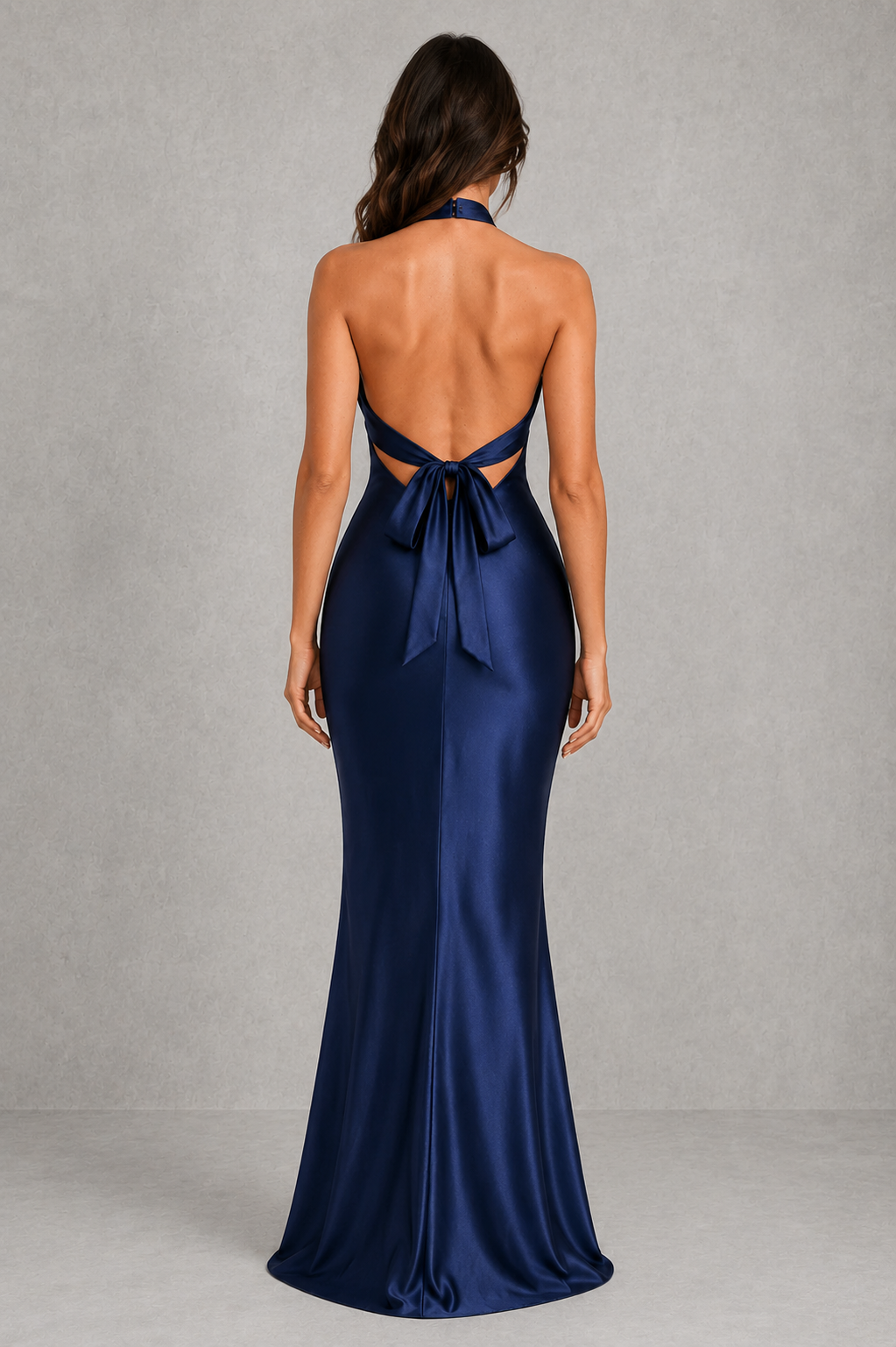 Women’s Satin Halter Maxi Dress with Open Back for Formal & Evening Wear