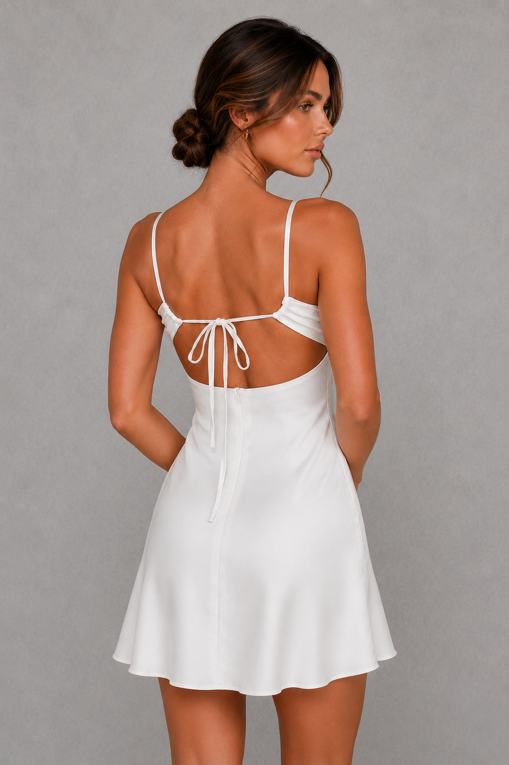 Women’s Satin Mini Dress with Lace Bust Detail for Party & Evening Wear