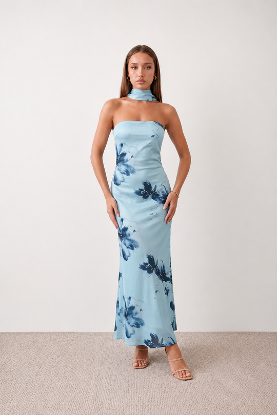 Women's Satin Strapless Maxi Dress for Weddings, Proms & Evening Occasions