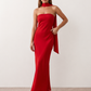 Women's Satin Strapless Maxi Dress for Weddings, Proms & Evening Occasions