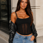 Women’s Sheer Mesh Bustier Top with Boned Bodice