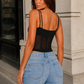 Women’s Sheer Mesh Bustier Top with Boned Bodice
