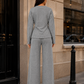 Women’s Soft Lounge Co-Ord Set with Fitted Top & Wide-Leg Trousers