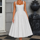 Women's Corset Midi Dress - Square Neck Wedding Guest Fit & Flare
