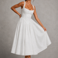 Women's Corset Midi Dress - Square Neck Wedding Guest Fit & Flare