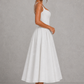 Women's Corset Midi Dress - Square Neck Wedding Guest Fit & Flare