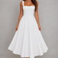 Women’s Square Neck A-Line Midi Dress for Work & Occasion Wear