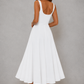 Women’s Square Neck A-Line Midi Dress for Work & Occasion Wear