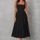 Women’s Square Neck A-Line Midi Dress for Work & Occasion Wear