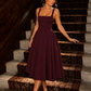 Women's Square Neck Fit & Flare Wedding Guest Midi Dress