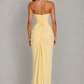 Women’s Strapless Corset Maxi Dress with Thigh Split for Formal & Evening Wear