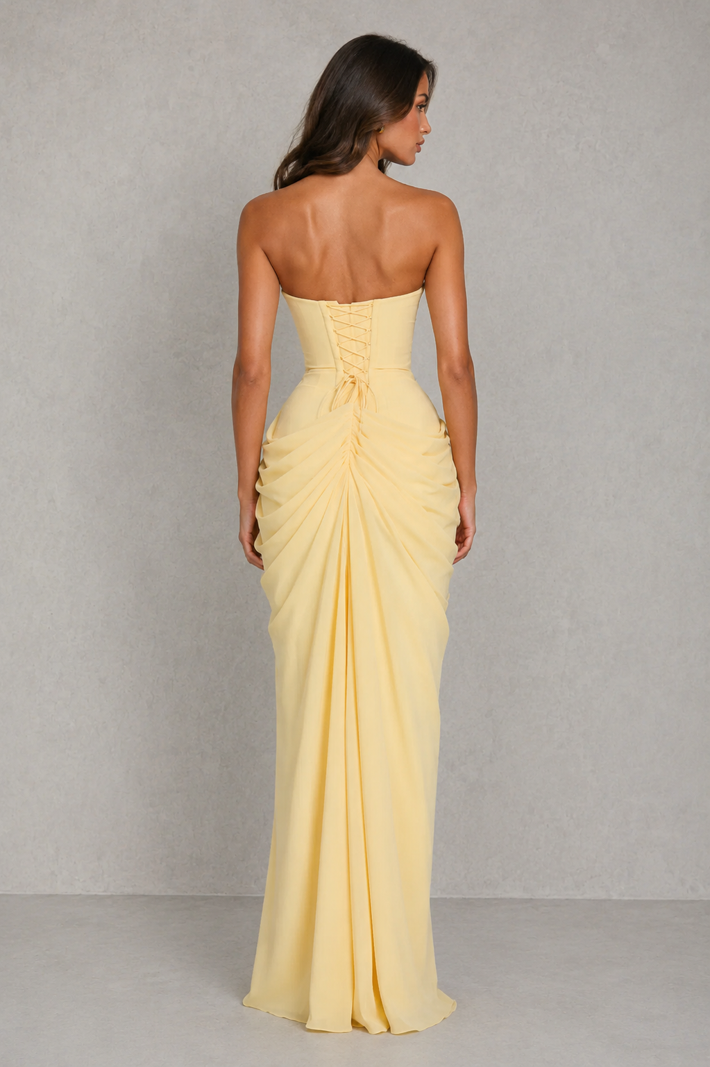 Women’s Strapless Corset Maxi Dress with Thigh Split for Formal & Evening Wear