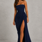 Women’s Strapless Corset Maxi Dress with Thigh Split for Formal & Evening Wear