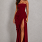 Women’s Strapless Corset Maxi Dress with Thigh Split for Formal & Evening Wear