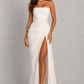 Women’s Strapless Corset Maxi Dress with Thigh Split for Formal & Evening Wear
