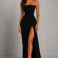 Women’s Strapless Corset Maxi Dress with Thigh Split for Formal & Evening Wear