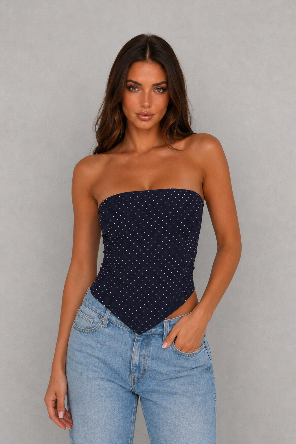 Women’s Strapless Polka Dot Corset Bustier Top