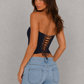 Women’s Strapless Polka Dot Corset Bustier Top