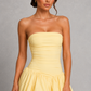 Women’s Strapless Puffball Maxi Dress with Lace-Up Back for Formal & Evening Wear