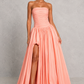 Women’s Strapless Puffball Maxi Dress with Lace-Up Back for Formal & Evening Wear
