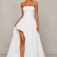 Women’s Strapless Puffball Maxi Dress with Lace-Up Back for Formal & Evening Wear