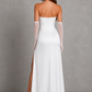 Women’s Strapless Satin Maxi Dress with Hidden Corset & Thigh Split for Evening & Formal Wear