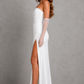 Women’s Strapless Satin Maxi Dress with Hidden Corset & Thigh Split for Evening & Formal Wear
