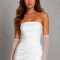 Women’s Strapless Satin Maxi Dress with Hidden Corset & Thigh Split for Evening & Formal Wear