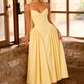 Women’s Sweetheart Godet Midi Dress with Lace-Up Back