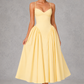 Women’s Sweetheart Godet Midi Dress with Lace-Up Back