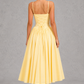 Women’s Sweetheart Godet Midi Dress with Lace-Up Back