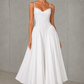 Women’s Sweetheart Godet Midi Dress with Lace-Up Back
