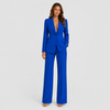 Women's tailored blazer and wide-leg trouser co-ord set featuring a structured notched lapel blazer and fluid wide-leg trousers in a refined neutral tone.
