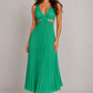 Women’s V-Neck Pleated Midi Dress – By Hayley