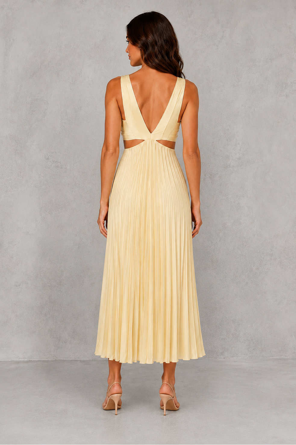 Women’s V-Neck Pleated Midi Dress – By Hayley