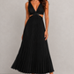 Women’s V-Neck Pleated Midi Dress – By Hayley